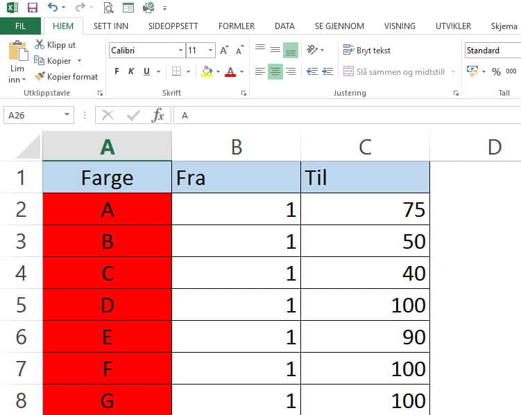 loddtrekning i excel