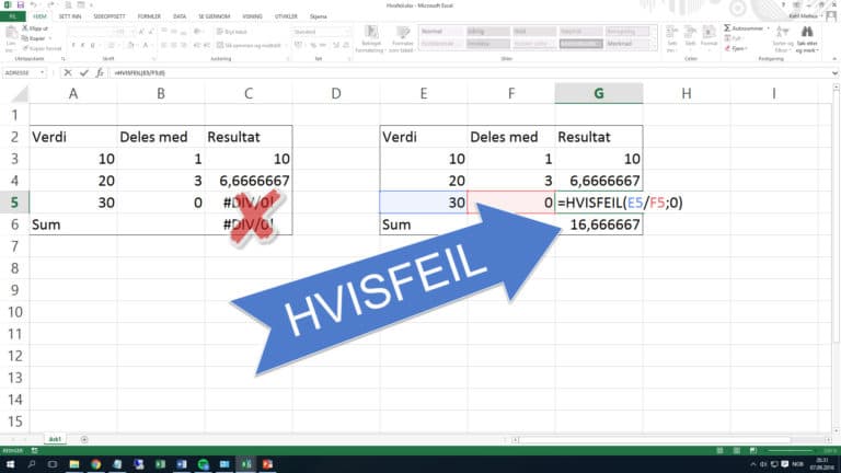 HvisFeil gir deg kontroll over #I/T og #DIV/0