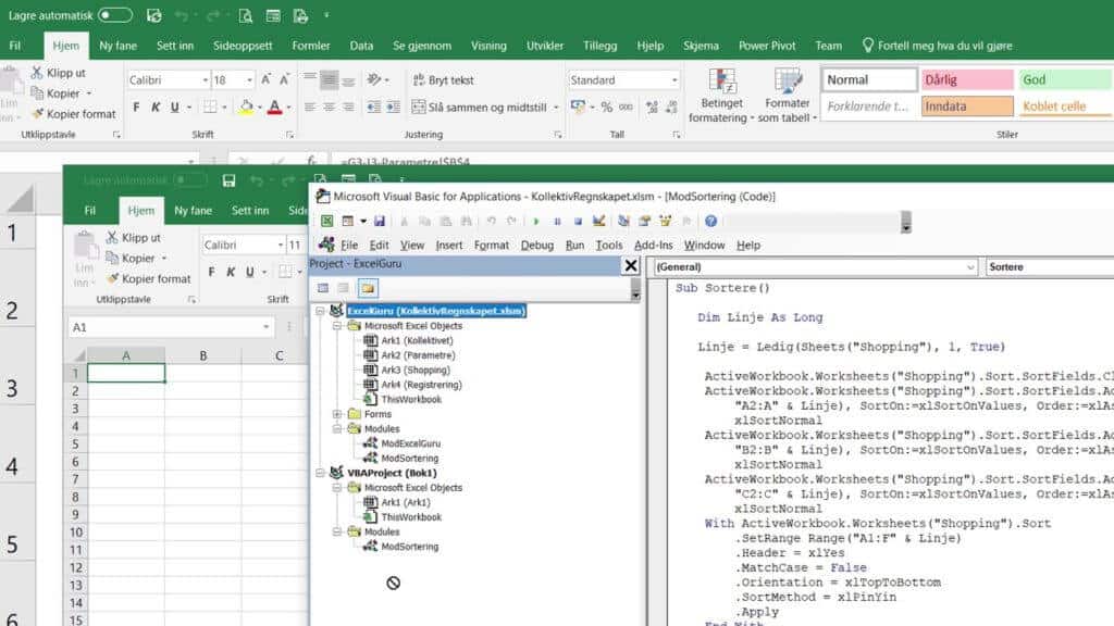 Kopiere makroer til en ny Excelbok