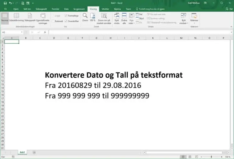 Konvertere datoer og tall fra tekstformat til fungerende datoer og tall