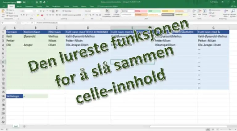 Den lureste funksjonen for å slå sammen celle-innhold