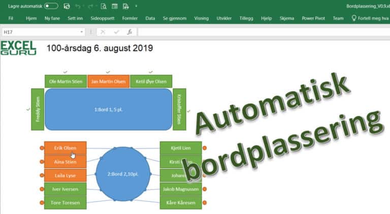 Automatisk bordplassering for bryllup og party-party