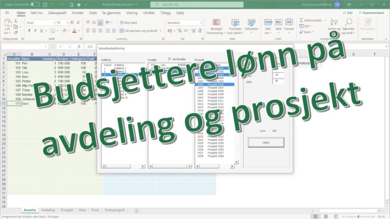 Budsjettering av lønn på avdelinger og prosjekter