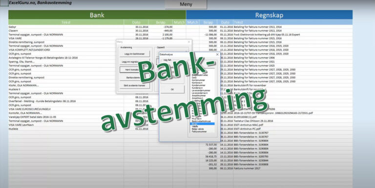 Bankavstemming i Excel